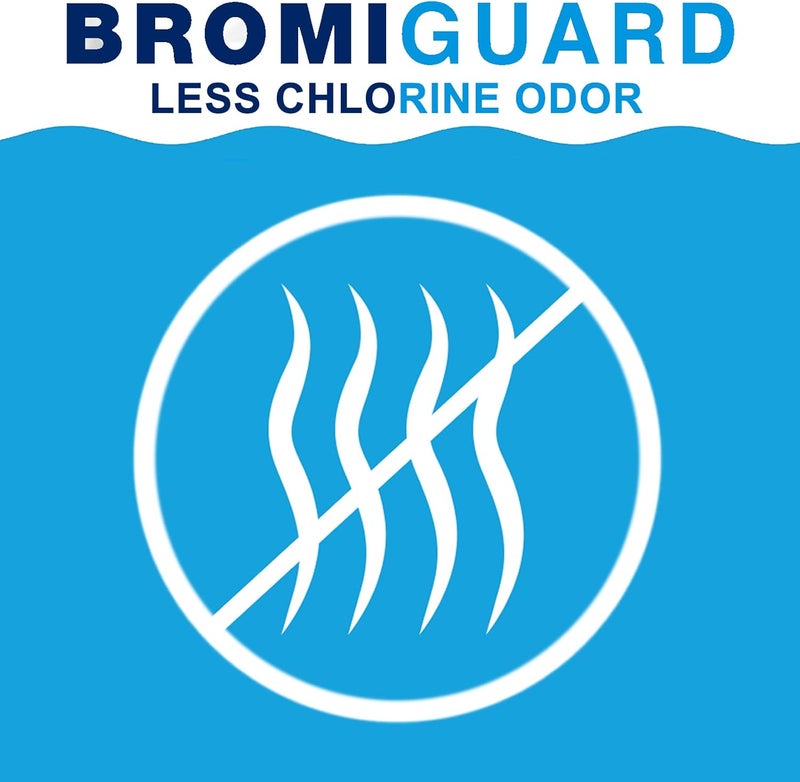BROMIGUARD أقراص البروم 1 بوصة 1.8 رطل لمطهر كيميائي لحمام السباحة | أقراص بروم طويلة الأمد 1" للمسابح | رائحة كلور أقل 1.8 رطل - Image 2